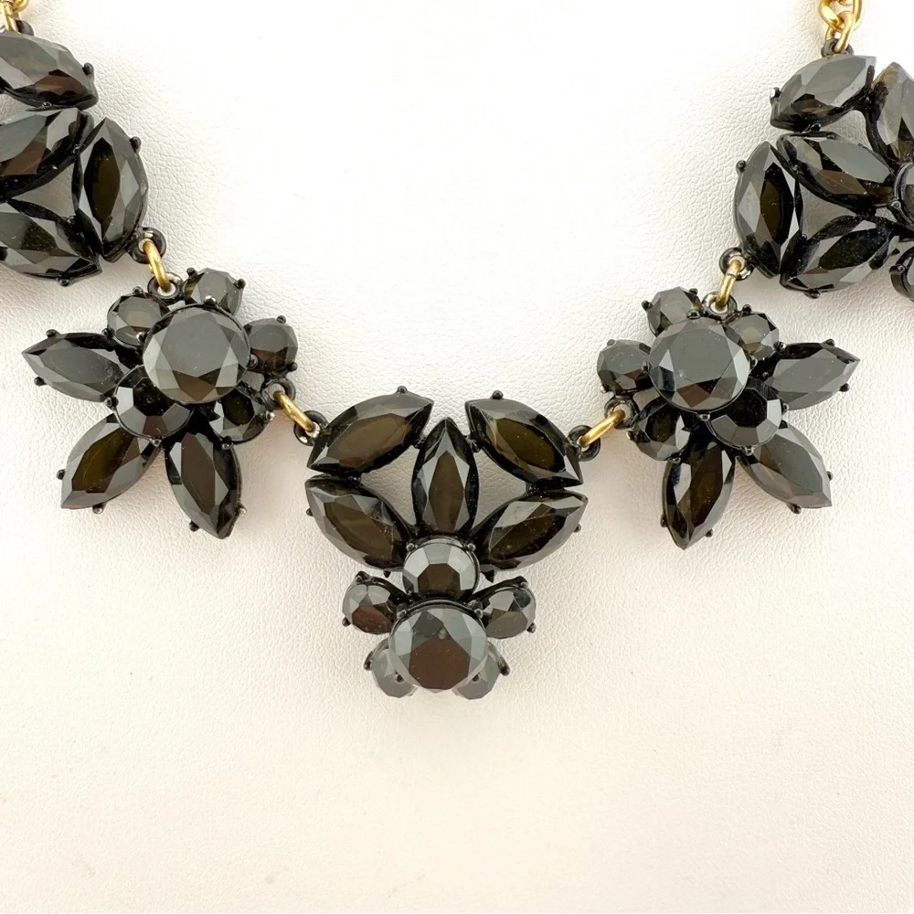 J. Crew Black and Gold Floral Necklace